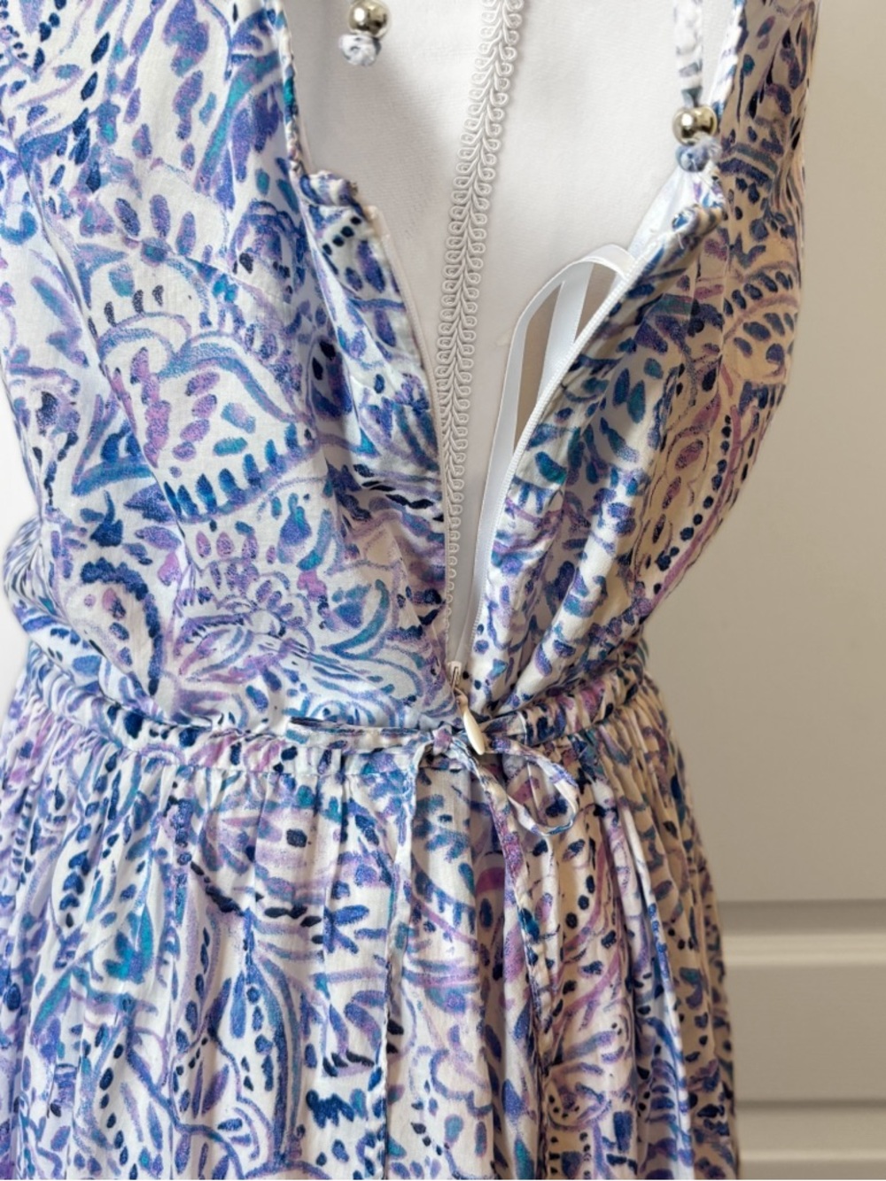 Talbots Tiered Cotton Maxi Dress Watercolor Medallions Women’s 12 - Picture 10 of 15